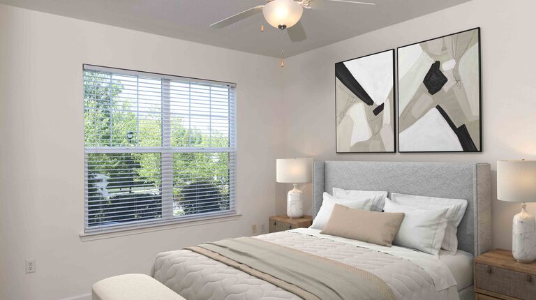 Spacious Bedroom with Ceiling Fan