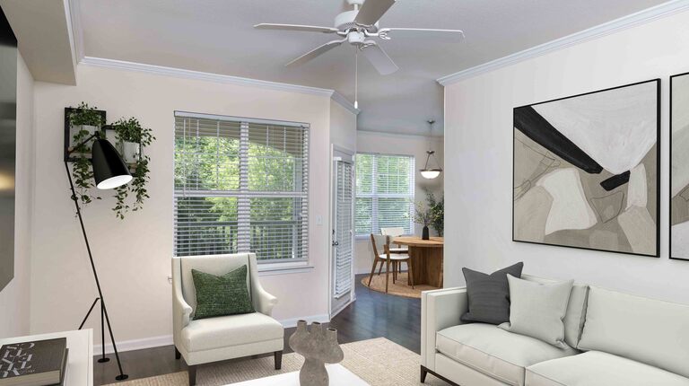 Living Room with Crown Molding